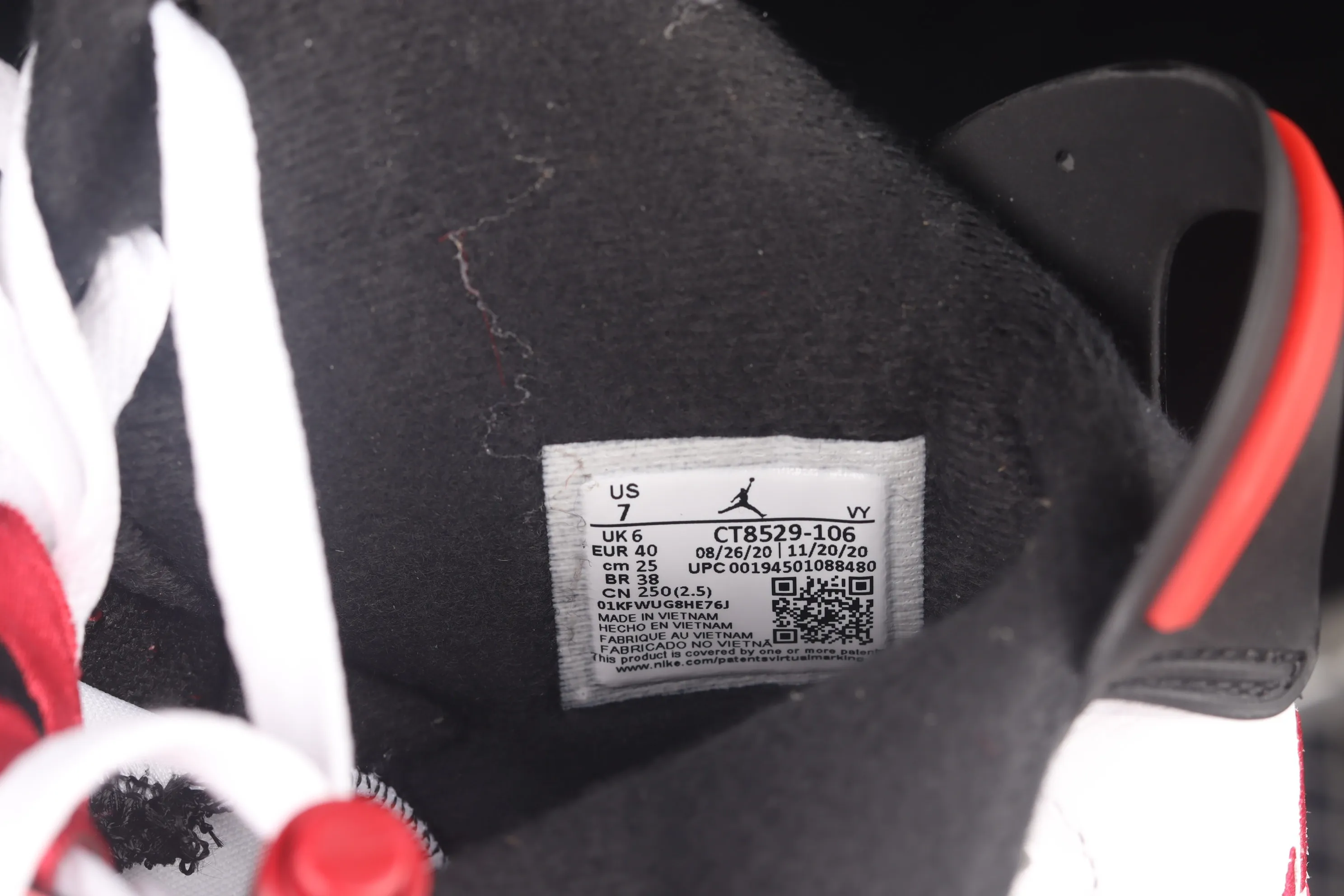 All categories Air Jordan Jordan series basketball shoes Air Jordan 6 Air Jordan "Carmine" AJ6 Joe 6 Rouge White Red 2021 replica high-top basketball shoes CT8529-106